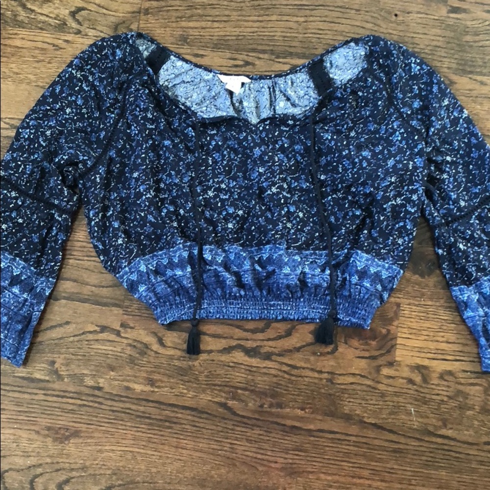 Blue, floral print crop top